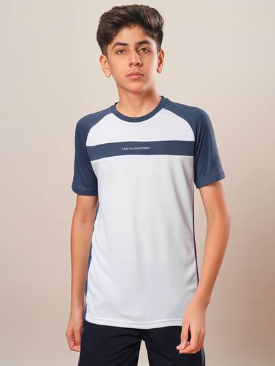 TECHNOSPORT Boys Colorblock Polyester Slim T Shirt