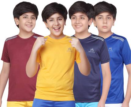 MIST N FOGG Boys Solid Polyester Regular T Shirt