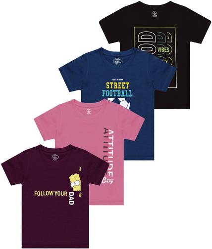 MIST N FOGG Boys Printed Cotton Blend Regular T Shirt