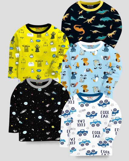 Kuchipoo Boys Printed Pure Cotton Regular T Shirt
