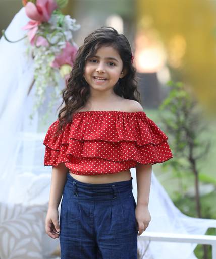 CUTIEKINS Girls Casual Polyester Crop Top