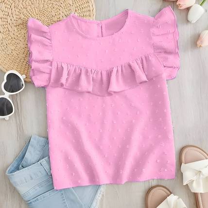 MAMATHINK Girls Casual Georgette, Hosiery Top