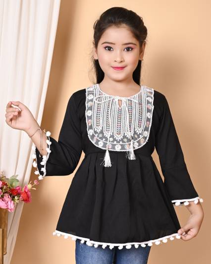 ARIYANGARMENTS Girls Party Cotton Blend A-line Top