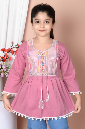 SM Brothers Girls Party Cotton Blend A-line Top