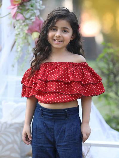 CUTIEKINS Girls Casual Polyester Crop Top