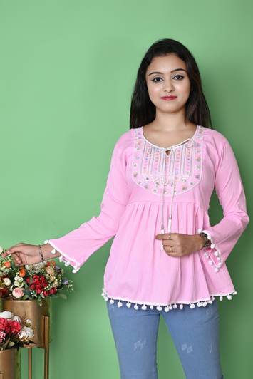 ARIYAN DRESSES Girls Party Rayon A-line Top
