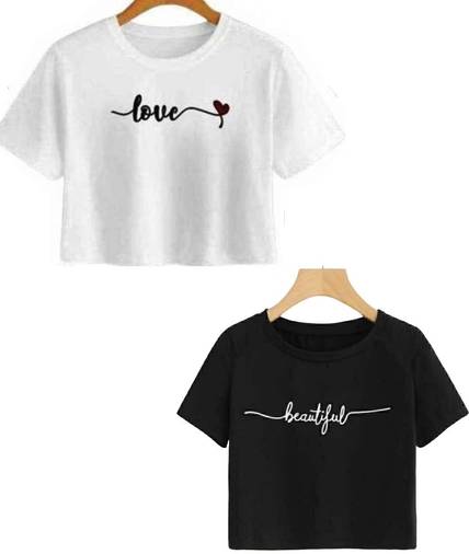 CRAZEE Girls Cotton Blend Crop Top