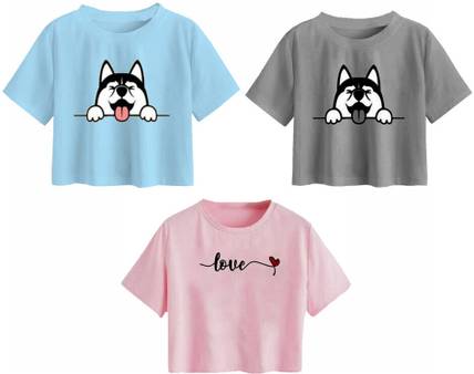 adibaba Girls Casual Cotton Blend Crop Top