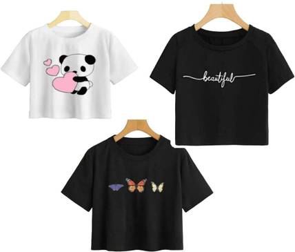 CRAZEE Girls Cotton Blend Crop Top