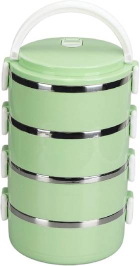 AKR Multifunctional Leakproof Stainless Steel Bento Lunch Box with Side Lock 4 Containers Stainless Steel Office Lunch Box