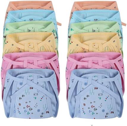 FabSquare New Born Washable Reusable Hosiery Cotton Diapers/Nappy 0-6 Months