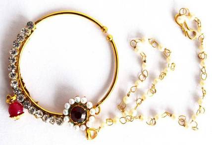 Khushal Gold-plated Plated Alloy, Brass Nose Ring