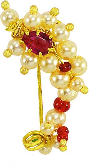 SHI Jewellery Pearl Gold-plated Plated Mother of Pearl Nose Ring