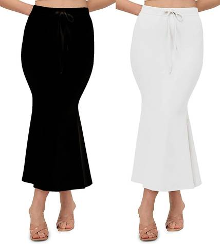 ALYNE BLACK-COMBO-FISHCUT-WHITE-BLACK Lycra Blend Petticoat