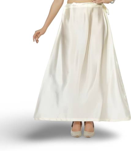 Dakshal Creamy white satin petticoat Pure Satin Petticoat