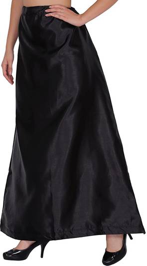laxmibaa WOMEN BLACK PETTICOATS Pure Satin Petticoat