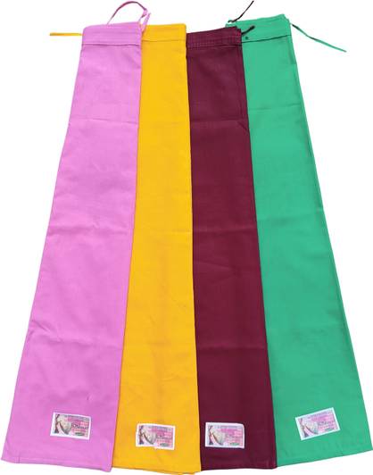 ChetnaCreation 4 Premium Saree Petticoat for Women – Baby Pink, Yellow, Maroon, Rama Green Pure Cotton Petticoat
