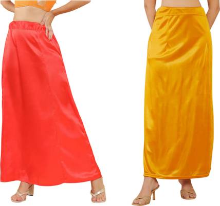 Lootnixx SATIN_SP_RED+MINT_GREEN Pure Satin petticoat Combo For women Small Pure Satin Petticoat