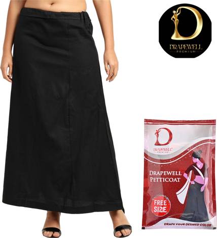 Drapewell Saree Petticoats for Women Black Color Pure Cotton Petticoat