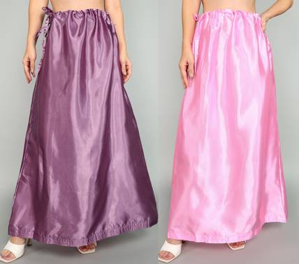 Bondia Baby Pink And Dark Onion Combo Pure Satin Petticoat