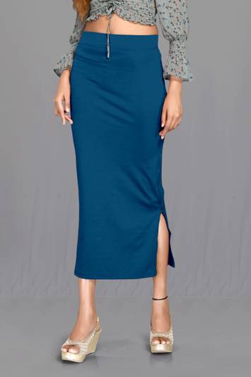 SCUBE DESIGNS Women`s Comfy Saree Shapewear Blue (S) Nylon Blend Petticoat