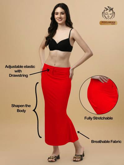 Shayonam and Shayonam Fishcut Saree Shapewear Red Lycra Bland Petticoat Lycra Blend Petticoat