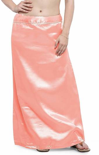 Palvit Fashion SATINPETTICOAT_Peach_25 Pure Silk, Pure Satin Petticoat