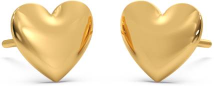 Candere by Kalyan Jewellers Heart Shape Yellow Gold Earring for Women Yellow Gold 18kt Stud Earring