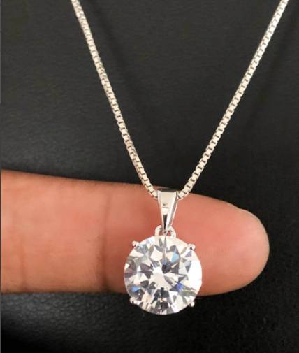 Femme Jam 18K Sterling Silver Zirconia Pendant Chain Necklace Swarovski Crystal White Gold Pendant