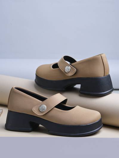 SHOETOPIA Girls Velcro Heels