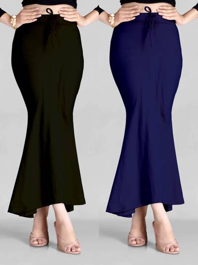 ALYNE COMBO-FISHTAIL-NAVYBLUE-BLACK Lycra Blend Petticoat