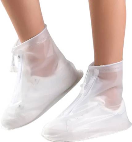 Ravso Shoe Covers, Rain Boots Reusable Easy to Carry Silicone White Boots Shoe Cover
