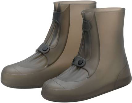 KAMALY Waterproof Shoe Cover,Double-Breasted 30.5 cm Silicon Shoes Cover for Rainy Silicone Brown Boots Shoe Cover