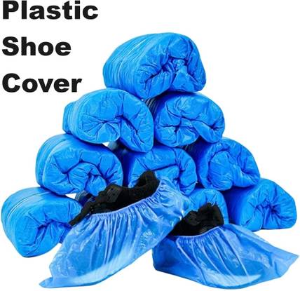 3P Blue Poly Shoe Cover Waterproof Non-Slip for Surgical, Restaurants & Home Uses Plastic Blue Flat Shoe Cover, Toes Shoe Cover