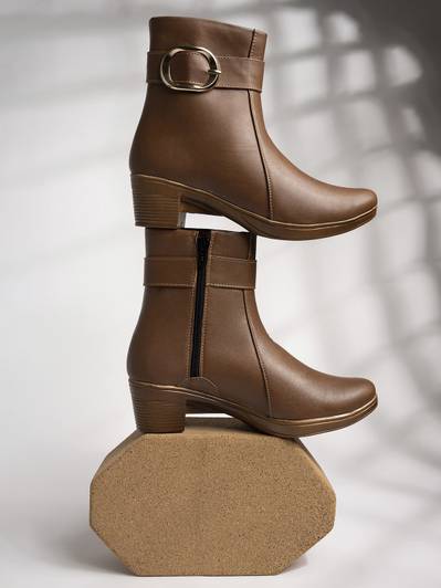 SHOETOPIA Girls Zip Casual Boots