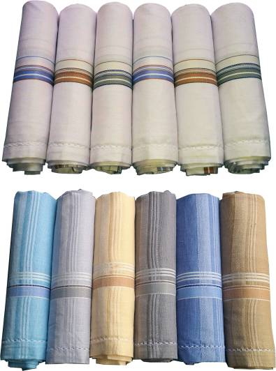 supriya Combo White & Multicolor Men's 41x41Cm Pack of 12 ["Multicolor"] Handkerchief