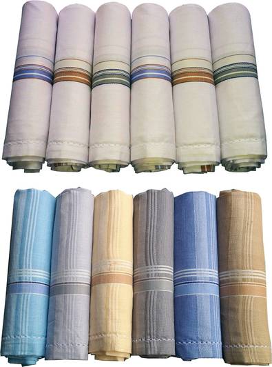 सुप्रिया Combo White & Multicolor Men's 41x41Cm Pack of 12 रूमाल