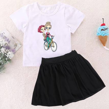 KIDDY STAR Girls Casual T-shirt Skirt
