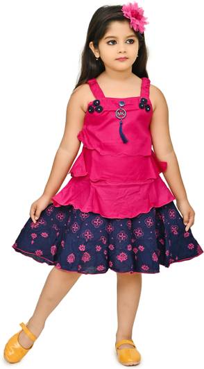 CHANDRIKA LIFESTYLE Girls Party(Festive) Top Skirt