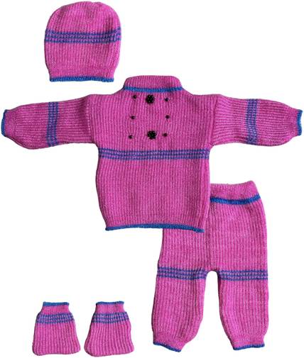 The Creators Baby Boys & Baby Girls Casual Sweater Pyjama, Socks, Cap