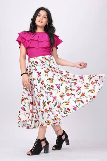 Aarya Designer Girls Midi/Knee Length Casual Dress
