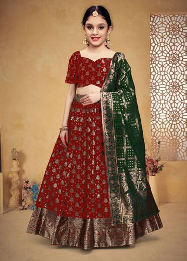 Kedar Fab Girls Lehenga Choli Ethnic Wear Self Design Lehenga, Choli and Dupatta Set