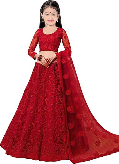 RUKHA FAB Girls Lehenga Choli Ethnic Wear Self Design Lehenga, Choli and Dupatta Set