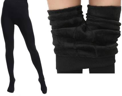 Frackson Black Footed Length 24 to 34 Waist Stretchable Warm Fleece Slim Fit Legging Women Pyjama Thermal