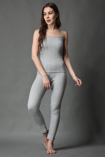 FF Thermal Warmer Spaghetti & Pyjama Set, Ultra Soft Winter Top & Lower Thermal Set Women Top - Pyjama Set Thermal