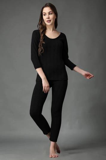 FF Thermal Warmer Vest & Bottom Combo Winter Innerwear Top and Lower For Women Women Top - Pyjama Set Thermal