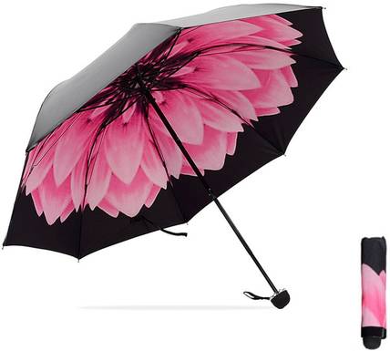 KRAPTICK Printed Umbrella for Rain & Sun, Windproof, UV Protection (Watermelon Red) Umbrella