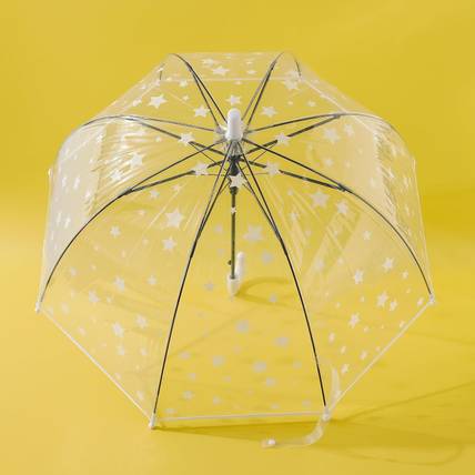 KUBER INDUSTRIES Transparent Umbrella For Kids| Foldable Umbrella For Travel (White) Umbrella
