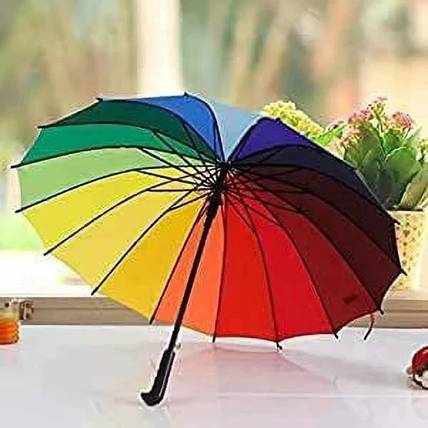 jsc Rainbow Colour Nylon Storm Protector Straight Umbrella