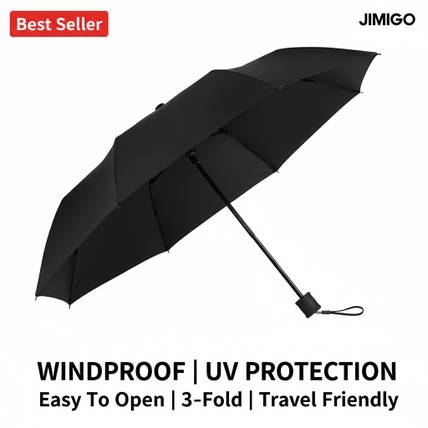 JIMIGO 3 Fold UV Coated large stylist heavy duty long lasting Men & Women Travel Kc Umbrella